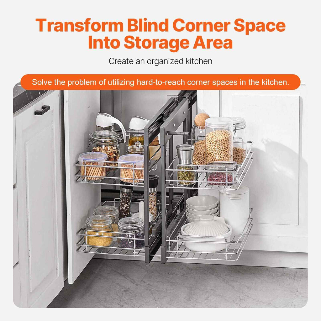 Pull-Out Cabinet Organizer – Transform Your Kitchen Storage with 4 Chrome Baskets - Nook & Nest