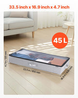 Under Bed Storage Bags – 2-Pack, 45L Each, Clear PVC Lid, Linen, Dual - Nook & Nest