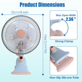 8.66-Inch Clip-On Fan with 2 Speeds and Oscillation - Nook & Nest