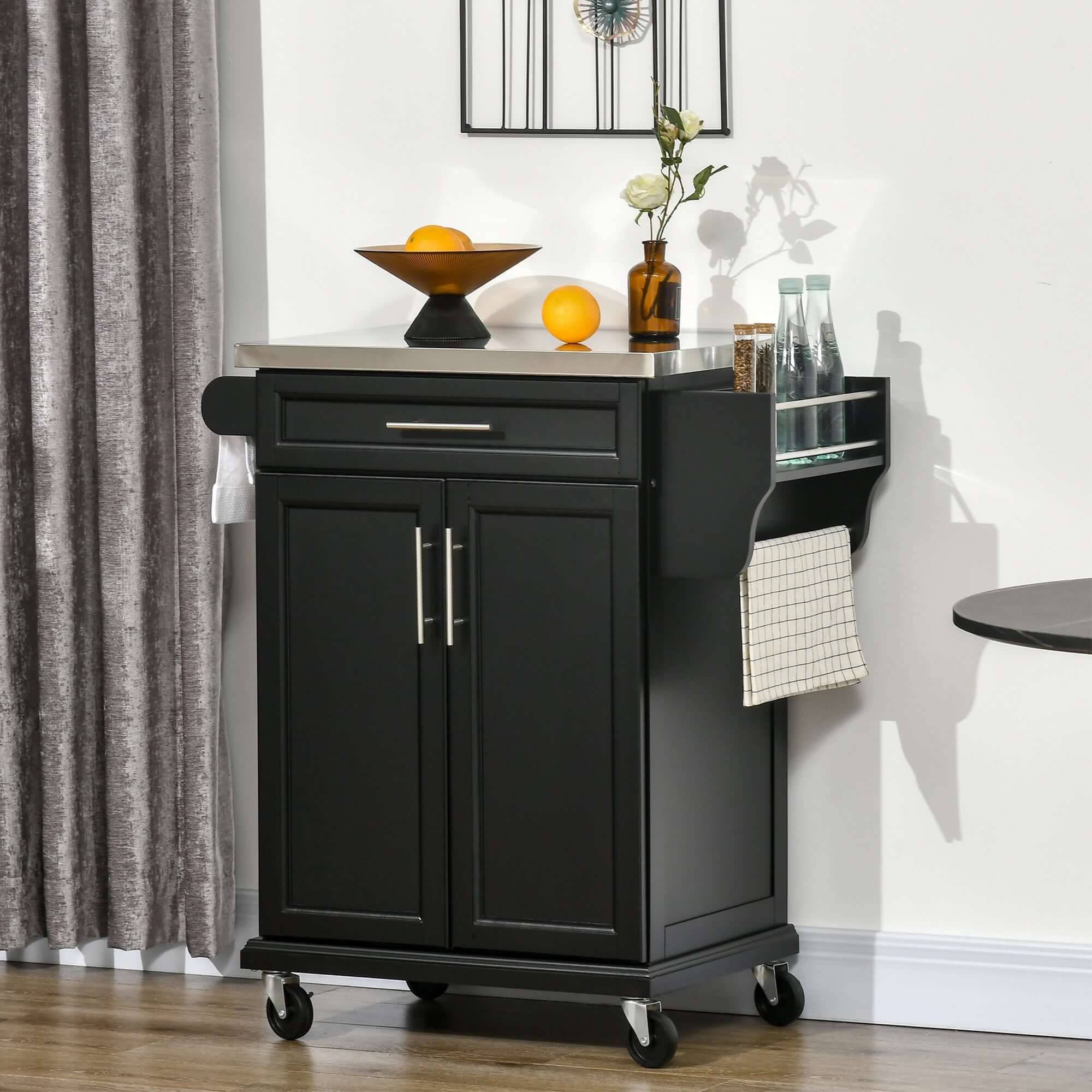 Discover the Ultimate Stainless Steel Kitchen Island Cart - With Drawer, Towel Rack & Spice Rack - Nook & Nest