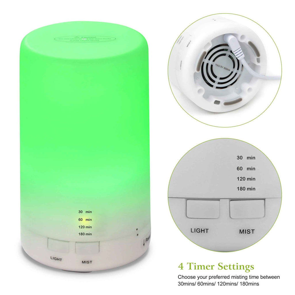 Mini Cool Mist Humidifier with Timer and 7-Color Light - Nook & Nest