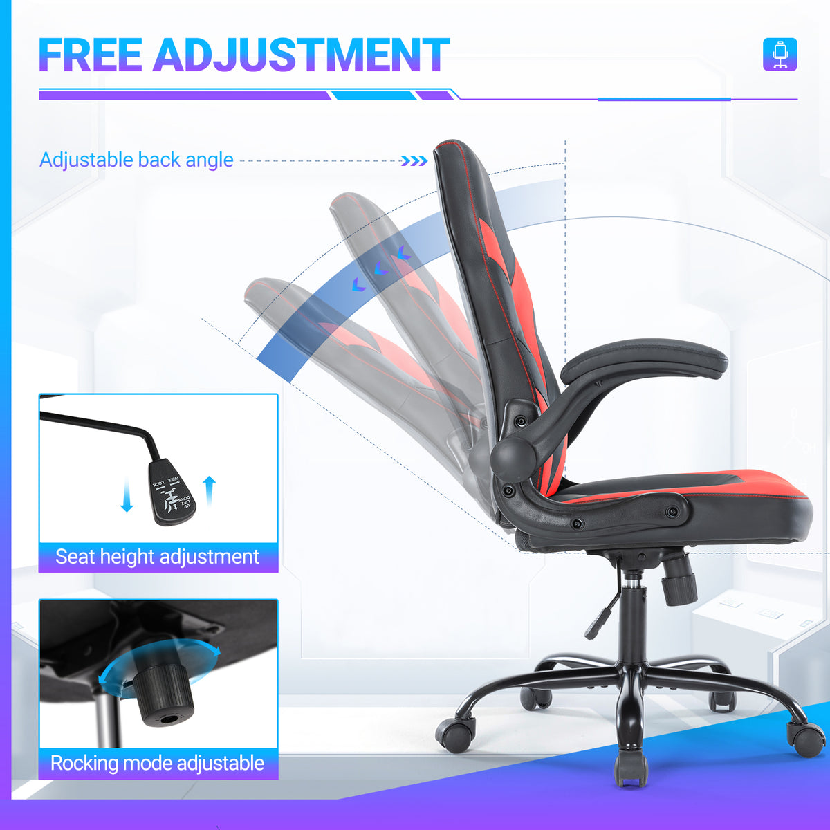 Elevate Your Comfort with Our Ergonomic Gaming Chair - PU Leather Swivel Office Chair - Nook & Nest
