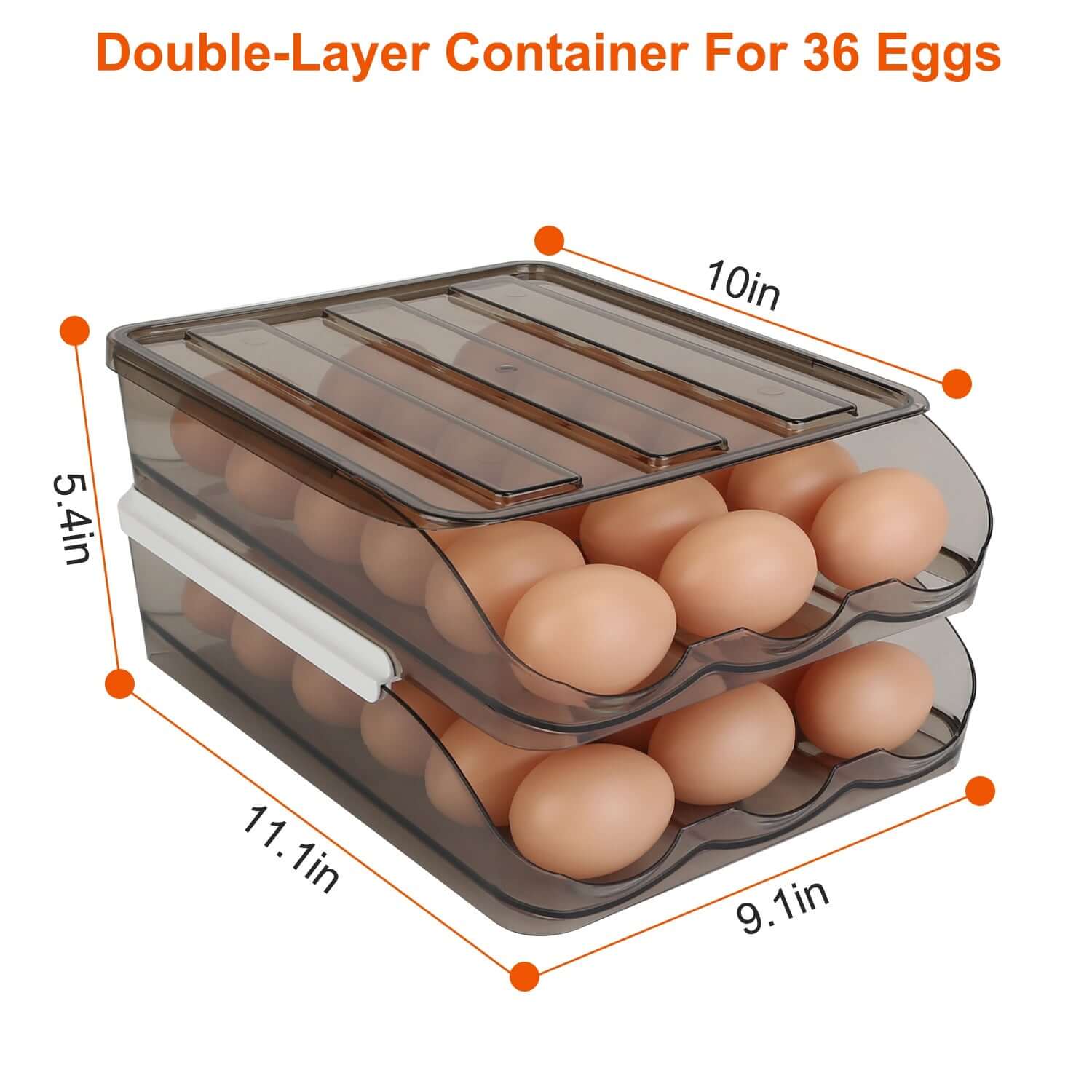 Stackable Egg Holder - Rolling 36-Egg Organizer with Protective Lid - Nook & Nest