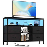 TV Stand with Drawers – LED Lights, Power Sockets, Up to 50 in - Nook & Nest