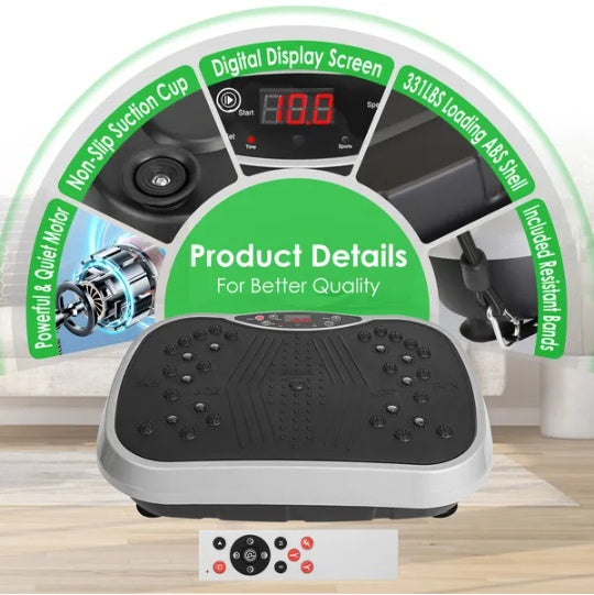 Vibration Exercise Machine With Resistant Bands Remote Control Whole Body Vibration Platform Workout Equipment Home Fitness Training Equipment For Weight Loss Fat Burner - Nook & Nest
