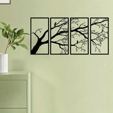 4-Panel Iron Branch and Bird Wall Art - Nook & Nest