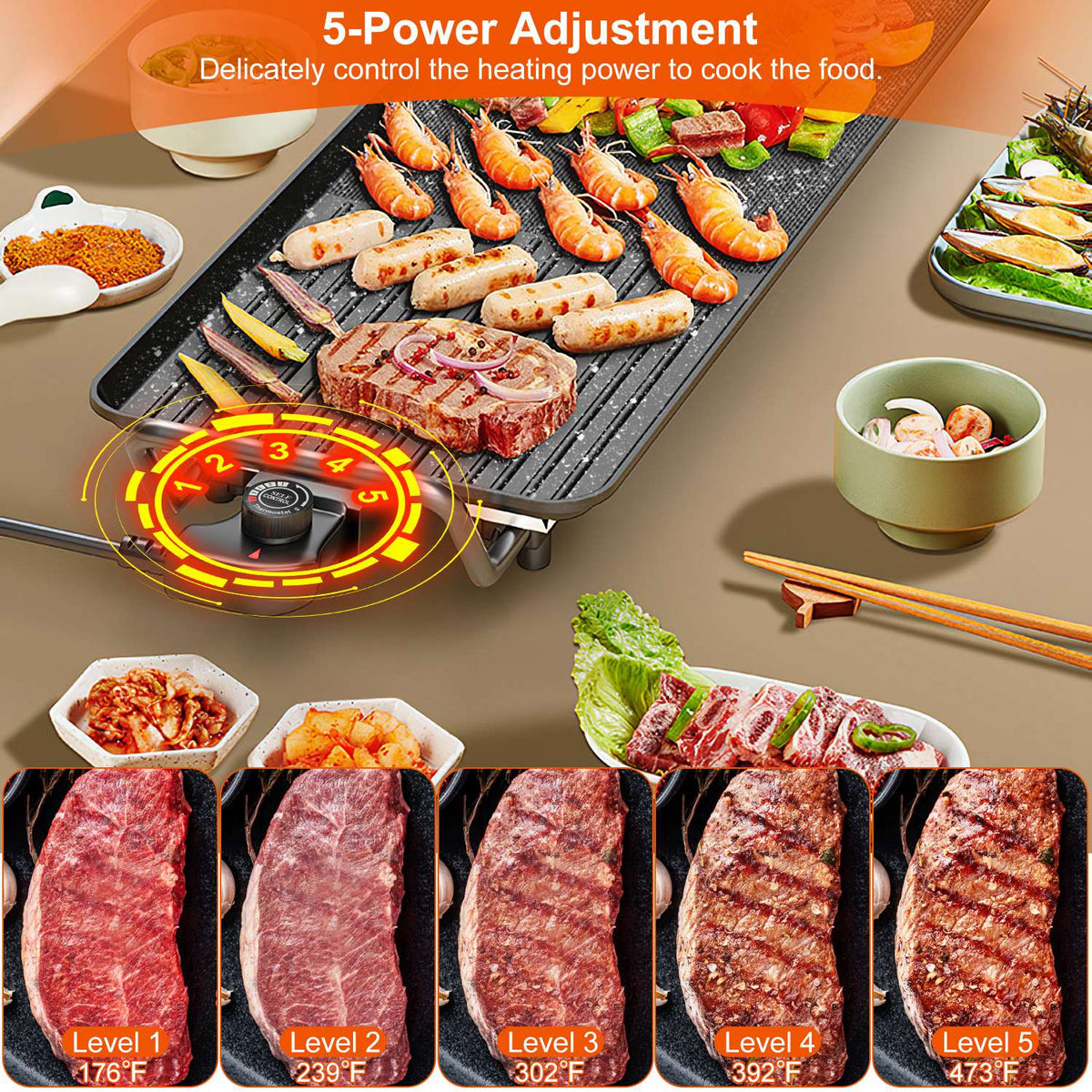 Electric BBQ Grill Griddle, Non Stick Table Top - Nook & Nest