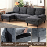 U-shaped Combination Sofa, Double Lounge Chair, Chenille Fabric 4-seat Living Room Furniture - Nook & Nest