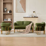 Green Teddy Fleece Accent Chair with Gold-Tone Legs - Nook & Nest