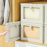 Foldable Clothes Storage Box – 3-Pack, Viewing Window, Stackable, Line - Nook & Nest