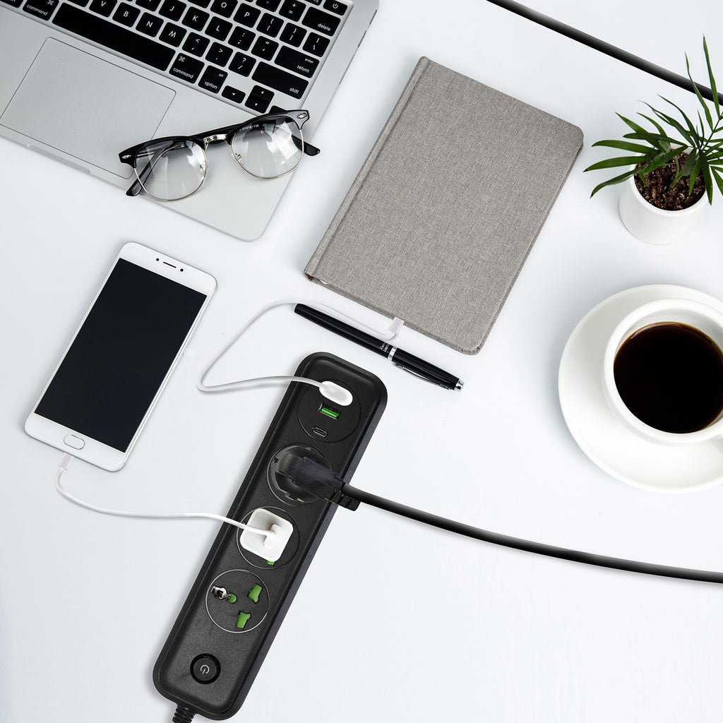 Versatile Power Strip with USB Ports - 6FT Extension Cord for Home & Travel - Nook & Nest