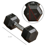 2 x 15lbs Hex Dumbbell Set of 2, Rubber Weights Exercise Fitness Dumbbell with Non-Slip Handles, Anti-roll, for Women or Men Home Gym Workout, Black - Nook & Nest