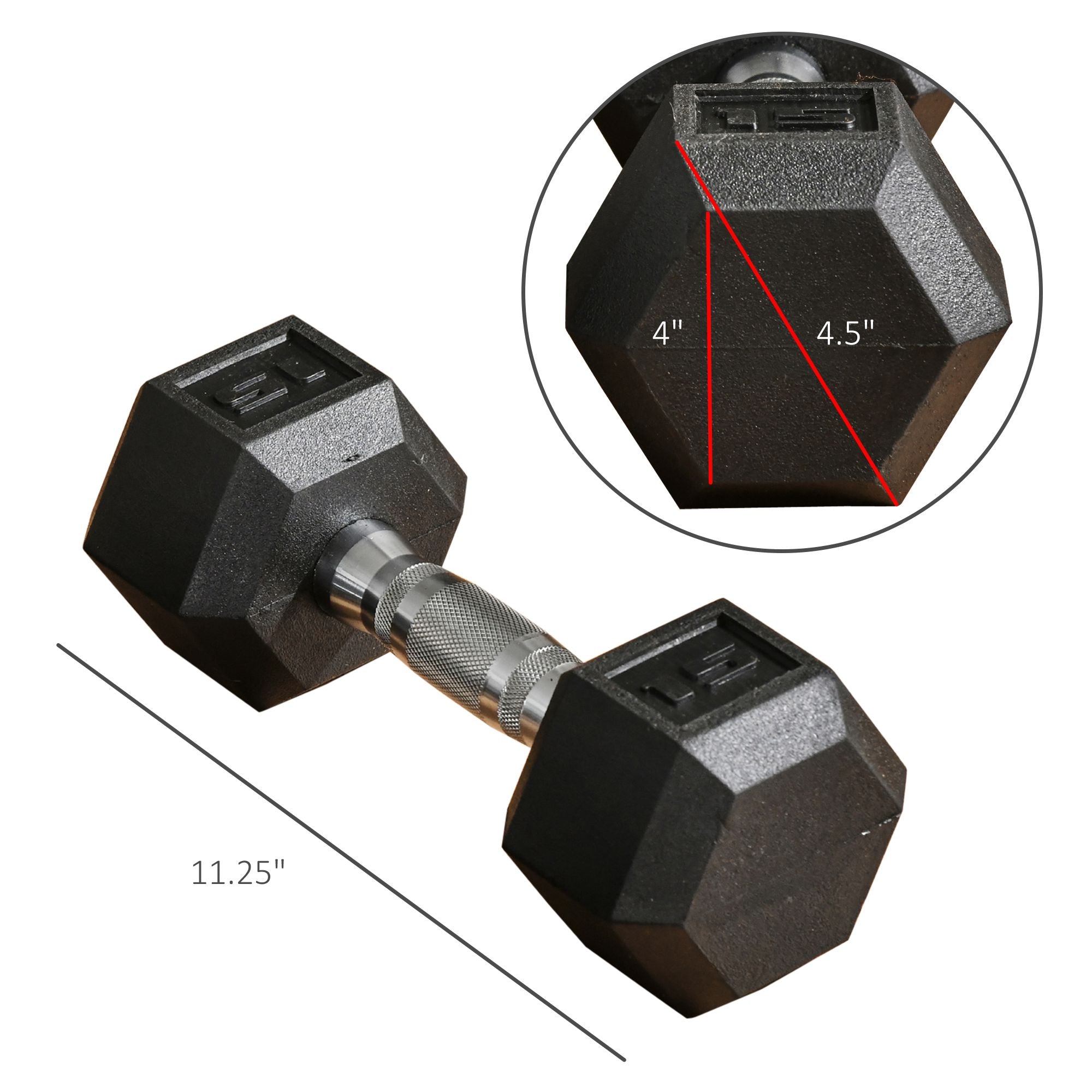 2 x 15lbs Hex Dumbbell Set of 2, Rubber Weights Exercise Fitness Dumbbell with Non-Slip Handles, Anti-roll, for Women or Men Home Gym Workout, Black - Nook & Nest