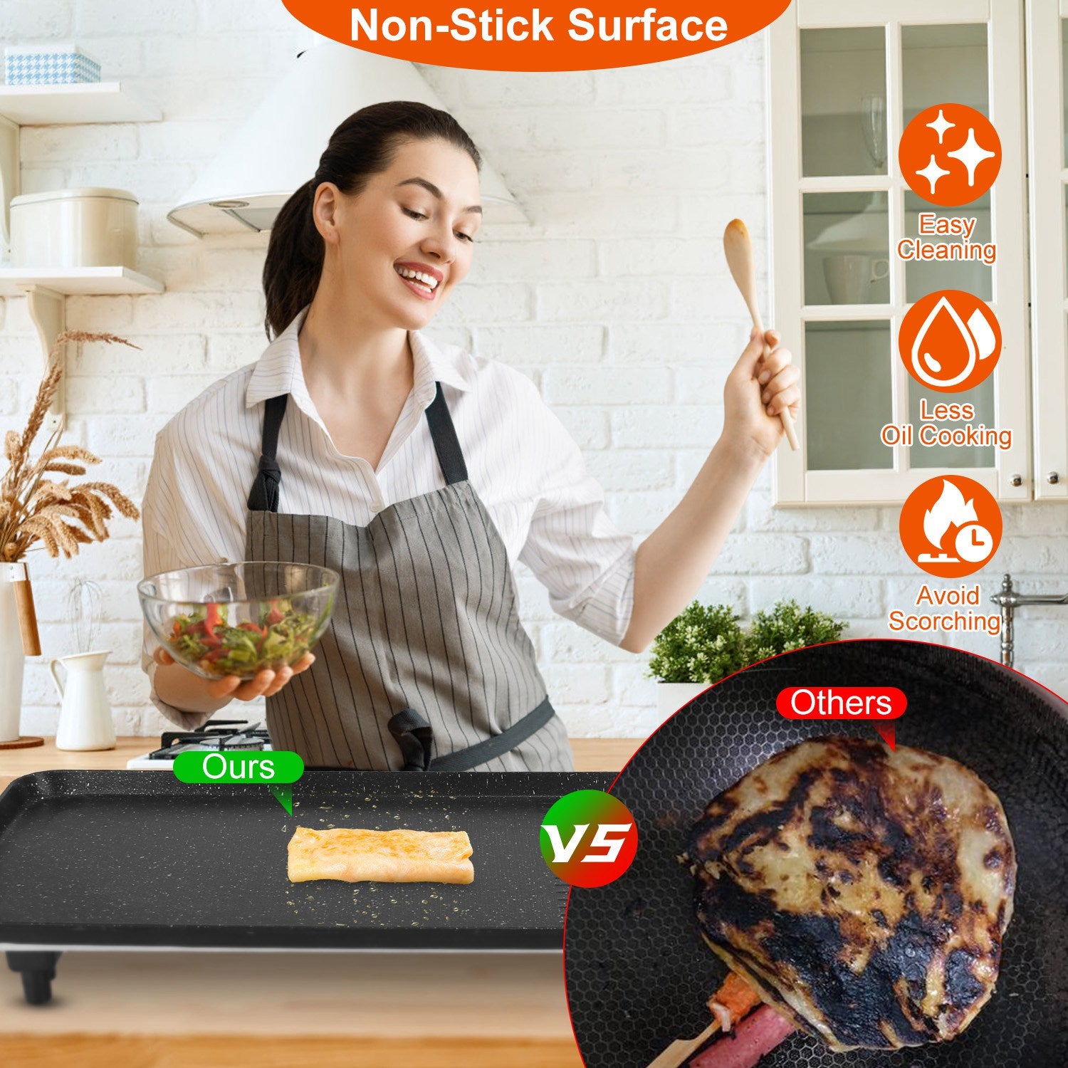 Electric BBQ Grill Griddle, Non Stick Table Top - Nook & Nest