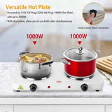 Double Electric Hot Plate – 2 Burners, 2000W - Nook & Nest