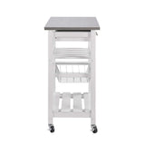 Stainless Steel Rolling Kitchen Cart – Wine Rack, Slide-Out Basket, Dr - Nook & Nest