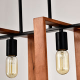 4-Light Kitchen Island Pendant Lights Farmhouse Dining Room Light Fixture, Rustic Wood And Black Metal Rectangular Chandelier, Hanging Lighting For Living Room,Conference Room, Home Office - Nook & Nest