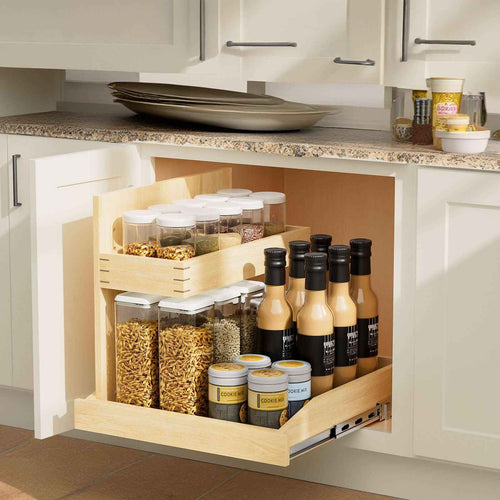2-Tier Wood Cabinet Organizer – Left-Hand, Ball-Bearing Full-Extension - Nook & Nest