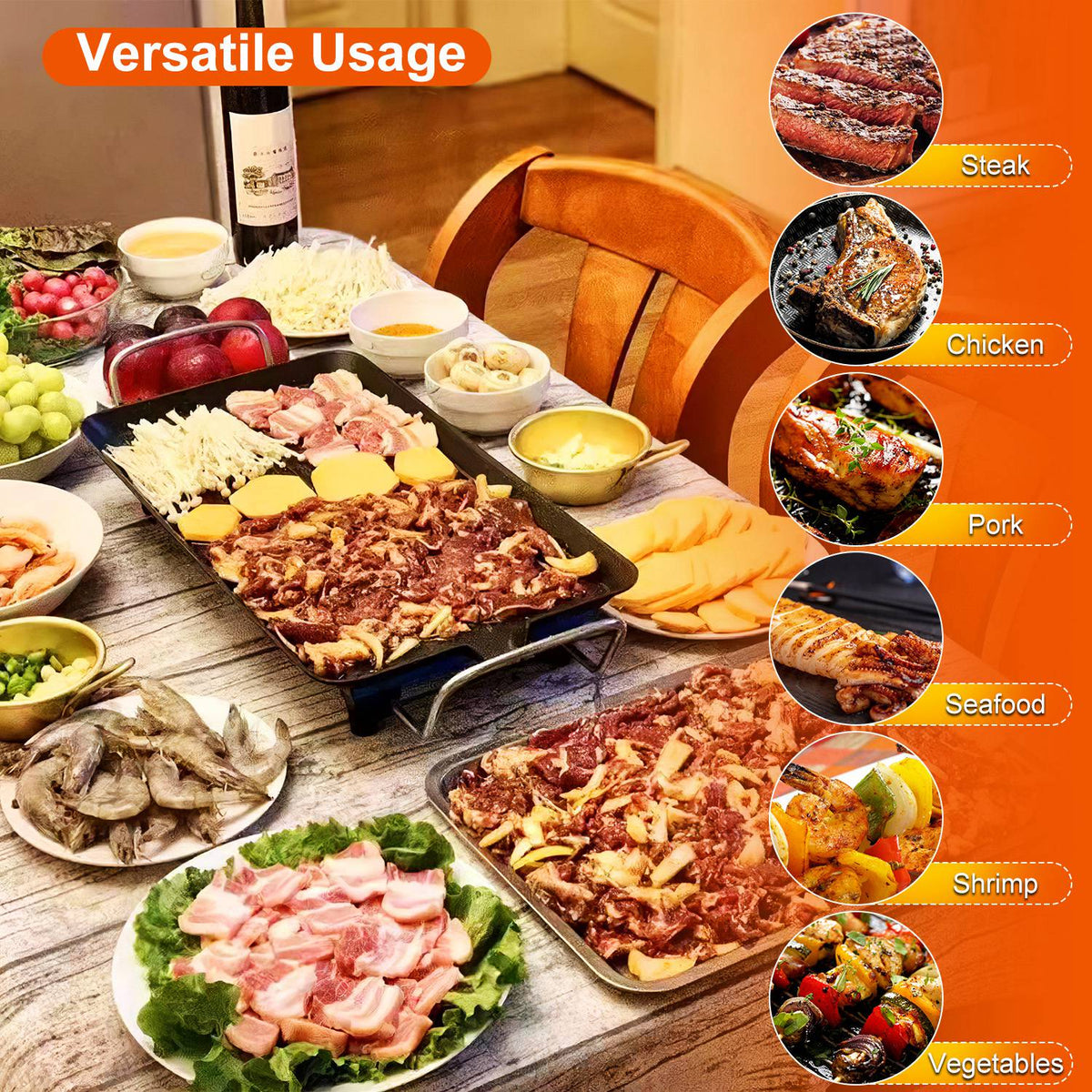Electric BBQ Grill Griddle, Non Stick Table Top - Nook & Nest