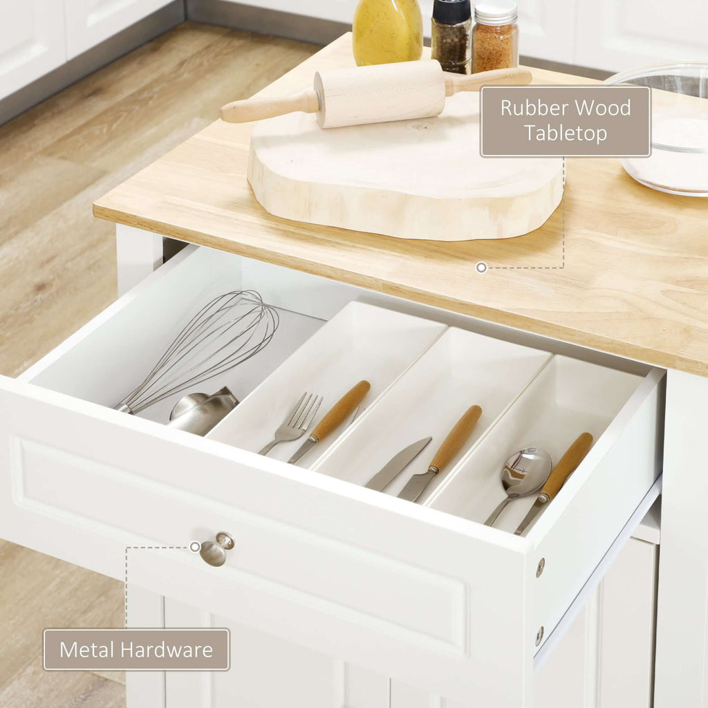 Compact Kitchen Rolling Cart – Elevate Your Culinary Experience with Cream White & Wood Top - Nook & Nest