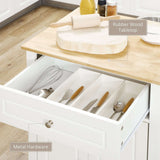 Kitchen Rolling Cart – Wood Top, Cream White, Adjustable Shelves, Draw - Nook & Nest