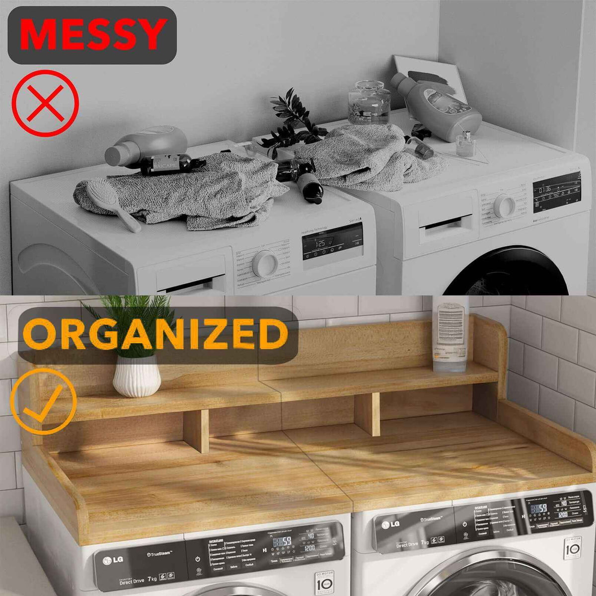 Washer Dryer Organizer Shelf – Maximize Your Laundry Efficiency with our Double-Layer Design - Nook & Nest