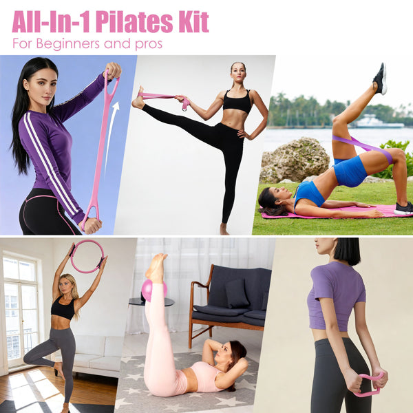 14Pcs All-in-One Pilates Kit, Pilates Ring Yoga Ball Resistance Bands Set With Carry Bag, Full Body Workout Equipment For Home Gym Travel - Nook & Nest