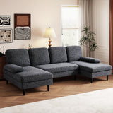U-shaped Combination Sofa, Double Lounge Chair, Chenille Fabric 4-seat Living Room Furniture - Nook & Nest