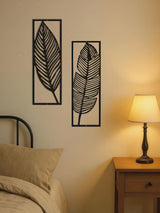 Iron Leaf Wall Art Set of 2 in Rustic Black - Nook & Nest