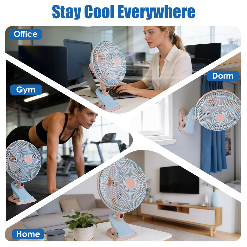 8.66-Inch Clip-On Fan with 2 Speeds and Oscillation - Nook & Nest