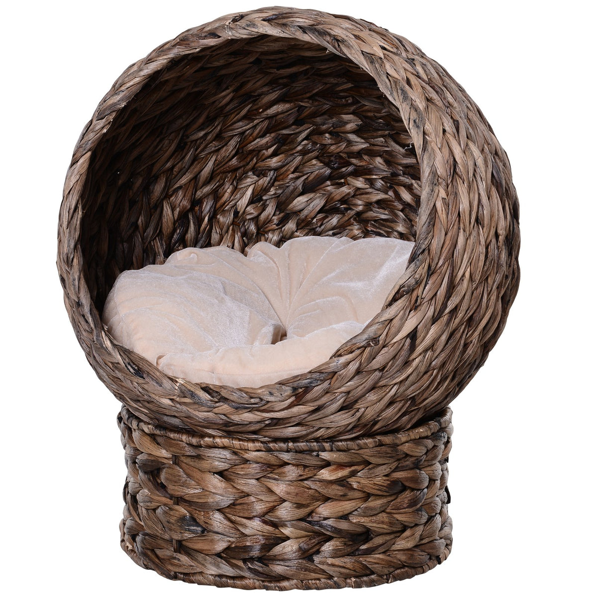 Handwoven Elevated Cat Bed: Cozy Wicker Cat Egg Chair with Soft Cushion and Rotating Basket - Nook & Nest