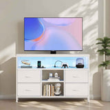 TV Stand with Drawers – LED Lights, Power Sockets, Up to 50 in - Nook & Nest