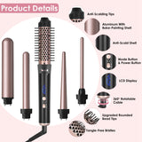 5-in-1 Curling Wand Set with 4 Barrels and Styling Brush - Nook & Nest