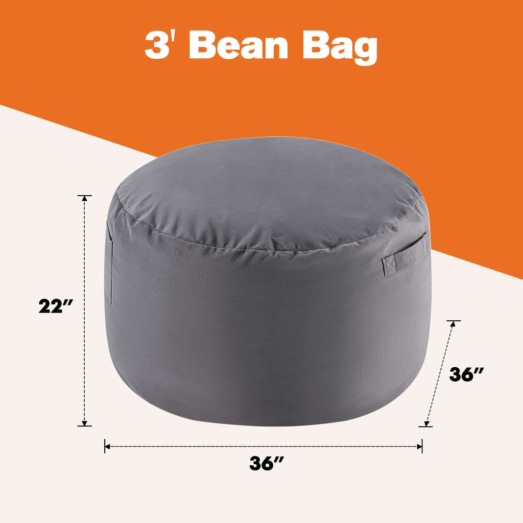 Ultimate Comfort Giant Bean Bag Chair with Washable Cover & Handy Side Pocket - Nook & Nest