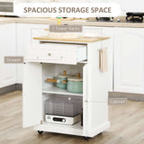 Kitchen Rolling Cart – Wood Top, Cream White, Adjustable Shelves, Draw - Nook & Nest