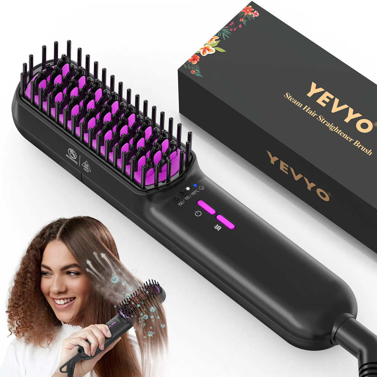 Revitalize Your Hair with the Ionic Steam Straightening Brush for Silky Smooth Styles - Nook & Nest