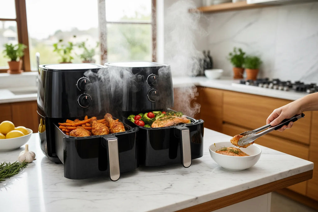 Dual Basket Air Fryer - 9.5 QT, Separate Zone Cooking - Nook & Nest
