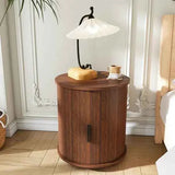 Round Mid-Century Nightstand – USB Charging & 2-Tier Storage - Nook & Nest