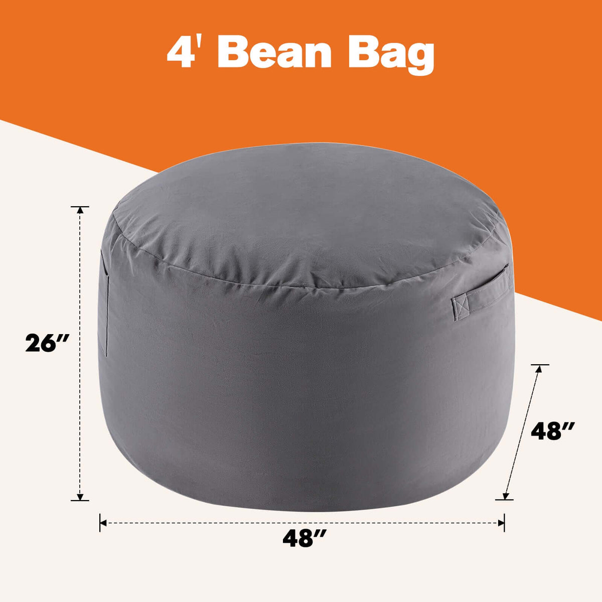 Ultimate Comfort Giant Bean Bag Chair with Washable Cover & Handy Side Pocket - Nook & Nest