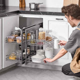 Blind Corner Pull-Out Cabinet Organizer – 4 Chrome Baskets, Swing-Out, Nook & Nest