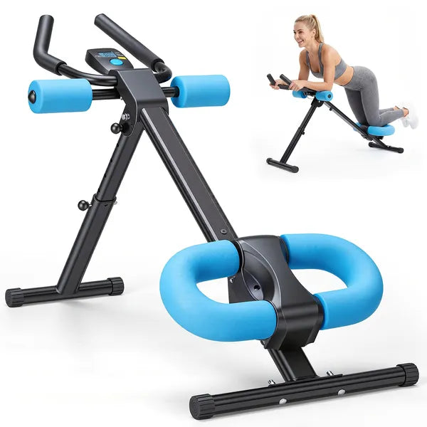 Adjustable Ab Machine For Stomach Workout, Core Workout Equipment For Home Gym, Ab Trainer With 2 Incline & 5 Height Levels, Knee & Elbow Protection, 440LBS, LCD Display, Foldable - Nook & Nest