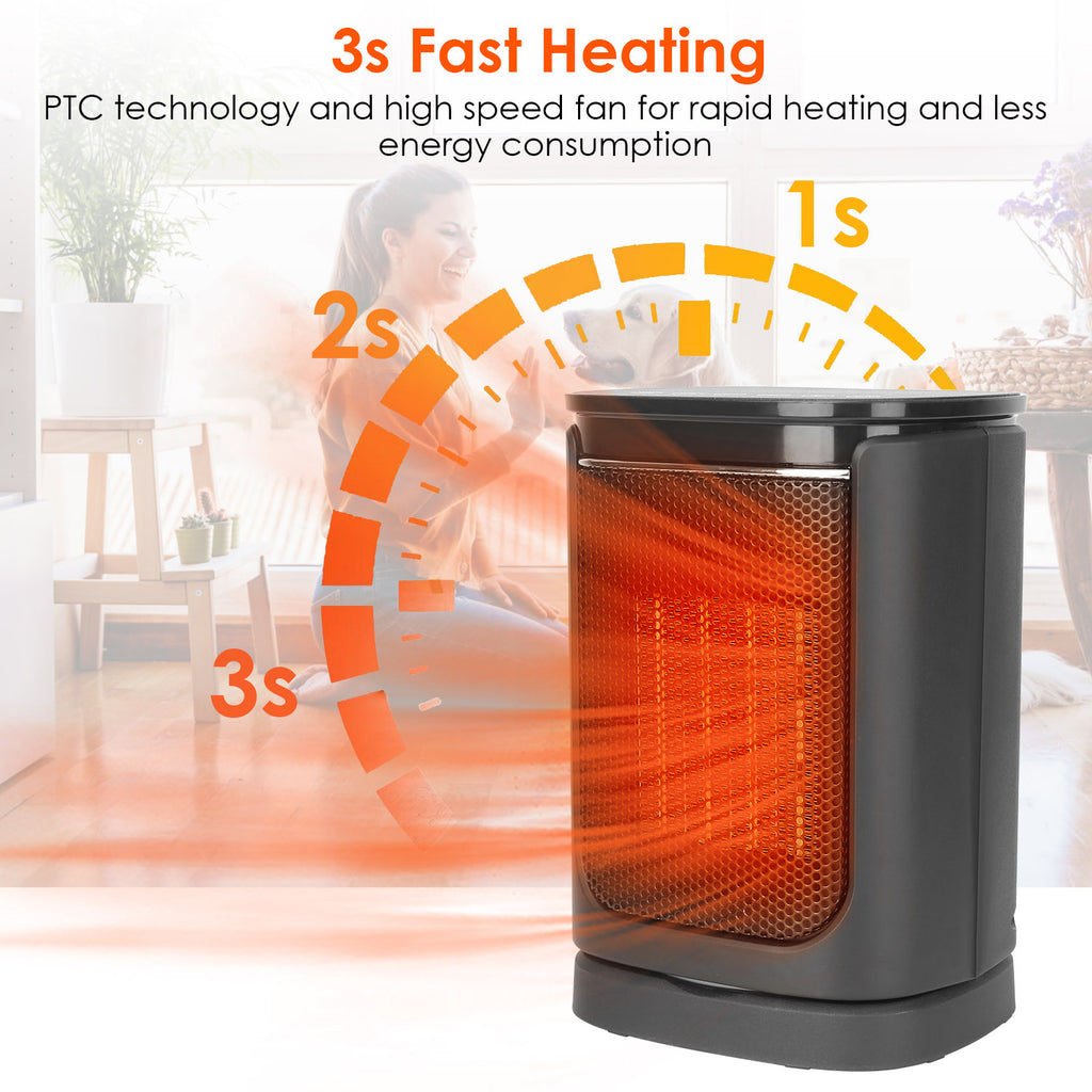 1500W Ceramic Space Heater with Remote and 90° Oscillation - Nook & Nest