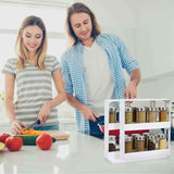 White Swivel Spice Rack Organizer for Kitchen Cabinets - Nook & Nest