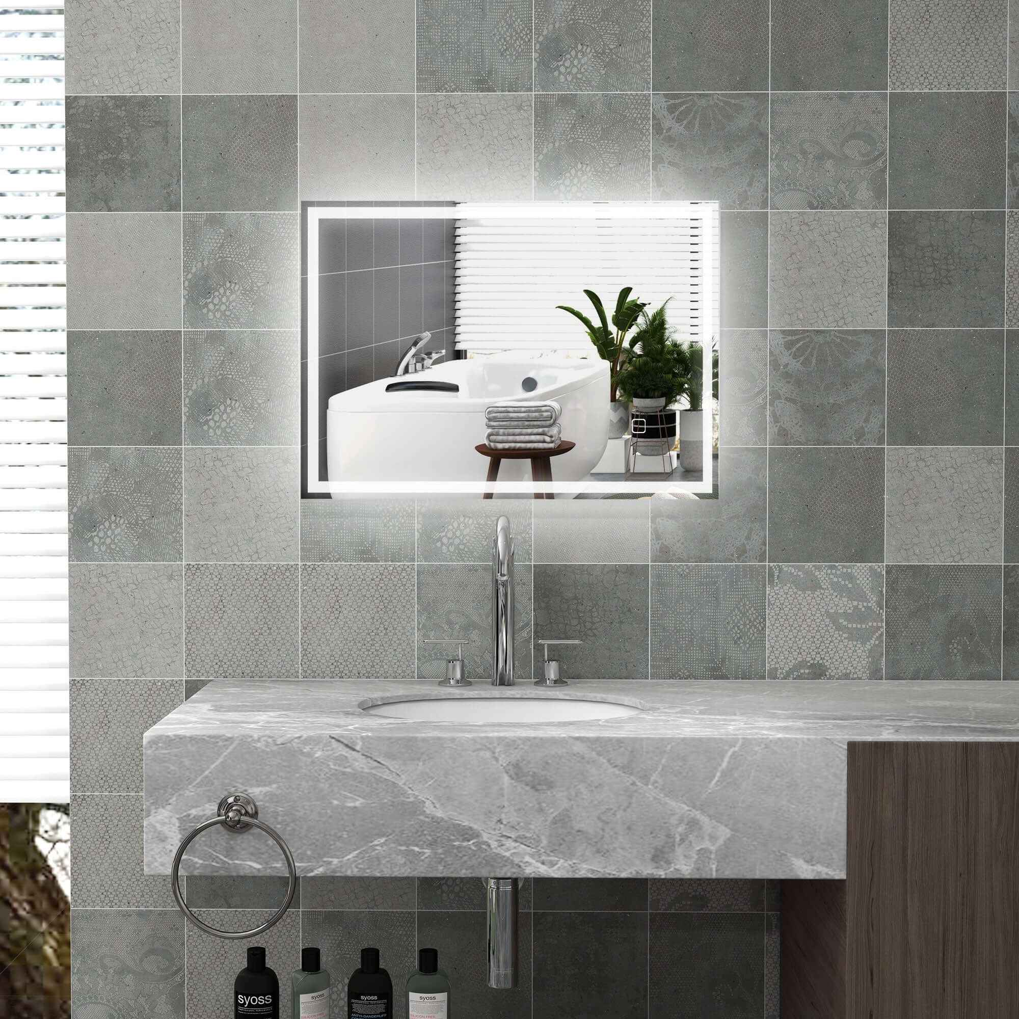 Transform Your Space with the Dimmable LED Bathroom Mirror – 32" x 24", 3 Color Modes & Smart Touch - Nook & Nest