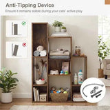 Cat Climbing Bookshelf – 8-Compartment Storage Tower, 2 Round Cat Open - Nook & Nest