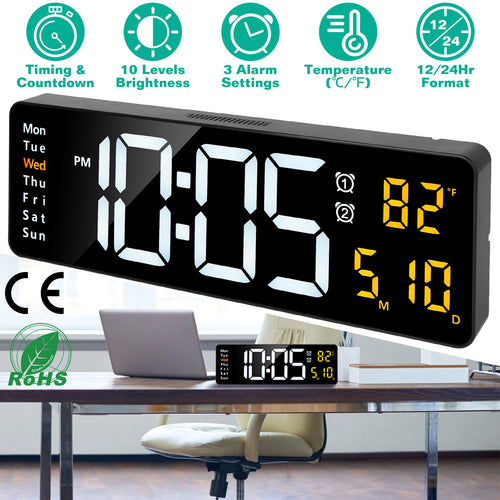 15.7-Inch LED Digital Wall Clock with Remote - Nook & Nest