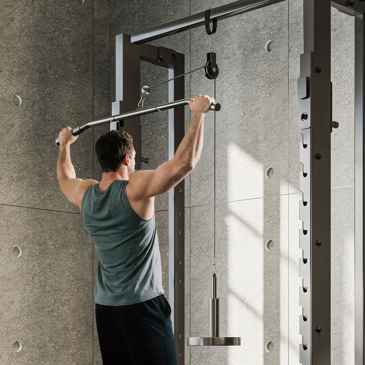 Weight Cable Pulley System for Home Gym with Universal Loading Pin for LAT Pull Down, Biceps Curl Workout, Red - Nook & Nest
