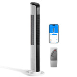 White 42-Inch Bladeless Tower Fan with Remote - Nook & Nest