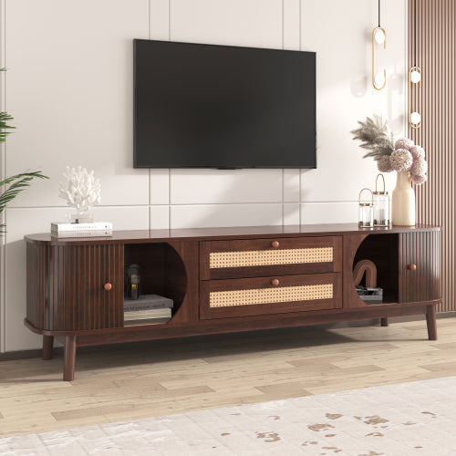 Modern TV Stand For TVs Up To 75'', Farmhouse Media Console, Entertainment Center With Solid Wood Legs, TV Cabinet For Living Room,Home Theatre - Nook & Nest