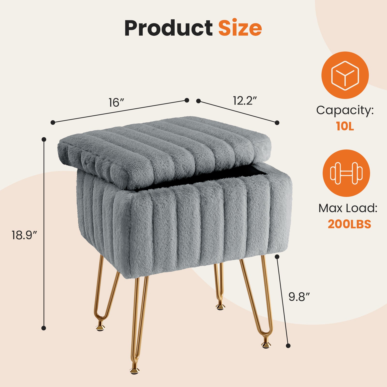Dressing Stool And Chair With Storage Space - Nook & Nest